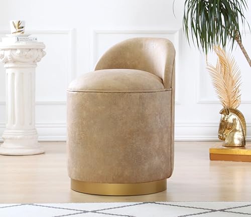 Atelier Del Sofa Luxurious Camel Pouffe, 100% Nubuck Leather, 50 cm Height, 45 cm Depth | 35 DNS Orthopedic Sponge, Wooden Legs, 160 kg Capacity | Elegant Baroque & Bohemian Design von Atelier Del Sofa