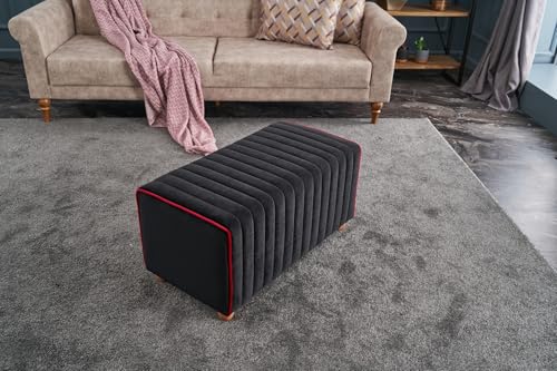 Atelier Del Sofa Modern Velvet Pouffe, Anthracite & Pink, 80 x 40 x 40 cm | 100% Polyester, Sturdy Wooden Body | Stylish & Functional Accent for Any Space Atelier Del Sofa Modern Velvet Pouffe, Anthracite & Pink, 80 x 40 x 40 cm | 100% Polyester, Sturdy Wooden Body | Stylish & Functional Accent for Any Space von Atelier Del Sofa
