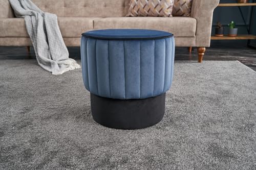Atelier Del Sofa Modern Velvet Pouffe, Blue, 40 x 40 x 40 cm | 100% Polyester & Wooden Body | Stylish & Functional Accent for Home Decor & Seating Atelier Del Sofa Modern Velvet Pouffe, Blue, 40 x 40 x 40 cm | 100% Polyester & Wooden Body | Stylish & Functional Accent for Home Decor & Seating von Atelier Del Sofa