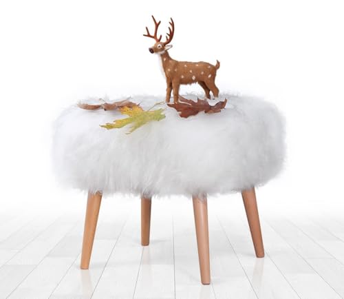 Atelier Del Sofa Scandinavian Pouffe with Wooden Legs, White, 50 x 45 x 42 cm | 100% Polyester, 35 DNS Orthopedic Sponge | Stylish & Comfortable Accent for Modern Spaces Atelier Del Sofa Scandinavian Pouffe with Wooden Legs, White, 50 x 45 x 42 cm | 100% Polyester, 35 DNS Orthopedic Sponge | Stylish & Comfortable Accent for Modern Spaces von Atelier Del Sofa