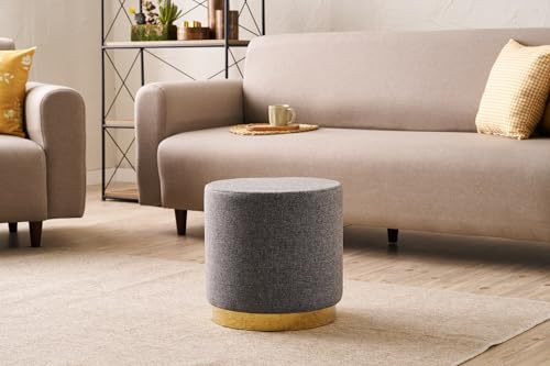 Atelier Del Sofa Stylish Anthracite Pouffe with Wooden Frame & Metal Legs, 40 cm Diameter x 40 cm Height | 50% Cotton/50% Polyester, Easy Clean Fabric, Comfortable 32 DNS Foam Atelier Del Sofa Stylish Anthracite Pouffe with Wooden Frame & Metal Legs, 40 cm Diameter x 40 cm Height | 50% Cotton/50% Polyester, Easy Clean Fabric, Comfortable 32 DNS Foam von Atelier Del Sofa