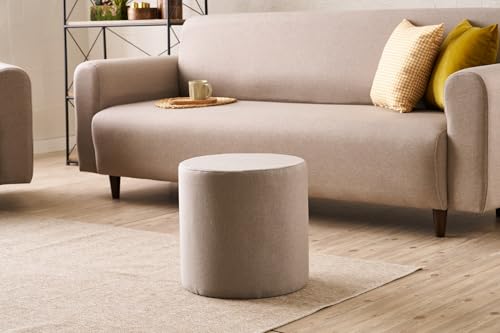 Atelier Del Sofa Stylish Beige Pouffe, 40 cm Diameter x 40 cm Height | Wooden Frame, 50% Cotton/50% Polyester, 32 DNS Foam | Easy Clean Fabric, Perfect for Modern Living Spaces Atelier Del Sofa Stylish Beige Pouffe, 40 cm Diameter x 40 cm Height | Wooden Frame, 50% Cotton/50% Polyester, 32 DNS Foam | Easy Clean Fabric, Perfect for Modern Living Spaces von Atelier Del Sofa