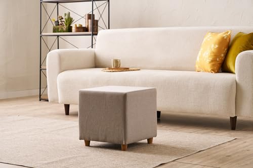 Atelier Del Sofa Stylish Beige Pouffe, 40 x 40 x 40 cm | Wooden Frame, 50% Cotton/50% Polyester, 32 DNS Foam | Easy Clean Fabric, Perfect for Modern Living Spaces Atelier Del Sofa Stylish Beige Pouffe, 40 x 40 x 40 cm | Wooden Frame, 50% Cotton/50% Polyester, 32 DNS Foam | Easy Clean Fabric, Perfect for Modern Living Spaces von Atelier Del Sofa