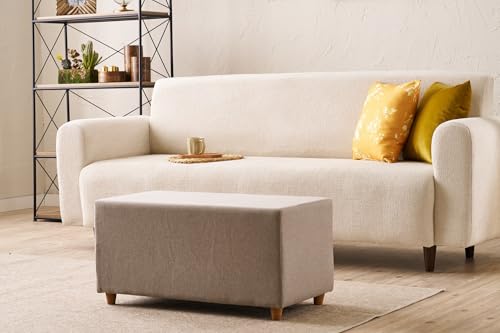 Atelier Del Sofa Stylish Beige Pouffe, 80 x 40 x 40 cm | Wooden Frame, 50% Cotton/50% Polyester, 32 DNS Foam | Easy Clean Fabric, Perfect for Modern Living Spaces Atelier Del Sofa Stylish Beige Pouffe, 80 x 40 x 40 cm | Wooden Frame, 50% Cotton/50% Polyester, 32 DNS Foam | Easy Clean Fabric, Perfect for Modern Living Spaces von Atelier Del Sofa