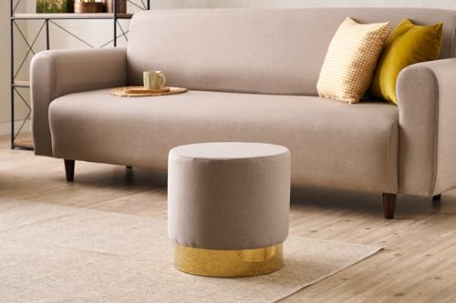Atelier Del Sofa Stylish Beige Pouffe with Wooden Frame & Metal Legs, 40 cm Diameter x 40 cm Height | 50% Cotton/50% Polyester, Easy Clean Fabric, Comfortable 32 DNS Foam Atelier Del Sofa Stylish Beige Pouffe with Wooden Frame & Metal Legs, 40 cm Diameter x 40 cm Height | 50% Cotton/50% Polyester, Easy Clean Fabric, Comfortable 32 DNS Foam von Atelier Del Sofa
