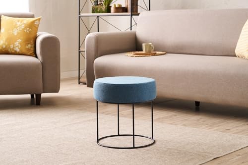 Atelier Del Sofa Stylish Blue Pouffe with Metal Legs, 40 cm Diameter x 40 cm Height | 50% Cotton/50% Polyester, Easy Clean Fabric, Comfortable 32 DNS Foam | Perfect for Modern Living Spaces Atelier Del Sofa Stylish Blue Pouffe with Metal Legs, 40 cm Diameter x 40 cm Height | 50% Cotton/50% Polyester, Easy Clean Fabric, Comfortable 32 DNS Foam | Perfect for Modern Living Spaces von Atelier Del Sofa