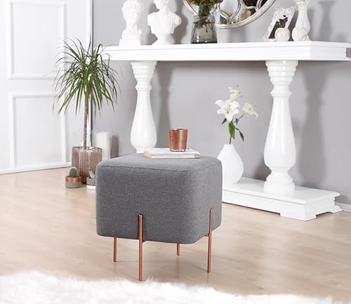 Atelier Del Sofa Stylish Bohemian Pouffe, Grey, 40 x 42 x 40 cm | 50% Cotton & 50% Linen, 5 cm Orthopedic Sponge, Copper Coated Iron Legs | Perfect for Hotel & Home Decor Atelier Del Sofa Stylish Bohemian Pouffe, Grey, 40 x 42 x 40 cm | 50% Cotton & 50% Linen, 5 cm Orthopedic Sponge, Copper Coated Iron Legs | Perfect for Hotel & Home Decor von Atelier Del Sofa