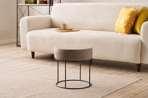 Atelier Del Sofa Stylish Brown Pouffe with Metal Legs, 40 cm Diameter & Height | 50% Cotton/50% Polyester, Easy Clean Fabric, 32 DNS Foam for Comfort | Perfect for Modern Living Spaces Atelier Del Sofa Stylish Brown Pouffe with Metal Legs, 40 cm Diameter & Height | 50% Cotton/50% Polyester, Easy Clean Fabric, 32 DNS Foam for Comfort | Perfect for Modern Living Spaces von Atelier Del Sofa