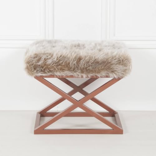 Atelier Del Sofa Stylish Copper Pouffe, 50 cm x 42 cm x 40 cm | 100% Metal Frame & 100% Polyester Babyface Fabric | Modern Accent for Living Room & Bedroom von Atelier Del Sofa