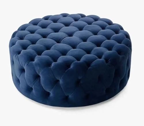 Atelier Del Sofa Stylish Dark Blue Pouffe, 70 x 70 cm | 100% MDF Frame, Soft Babyface Fabric | Perfect for Modern Living Rooms & Cozy Spaces, Elegant & Versatile Design von Atelier Del Sofa