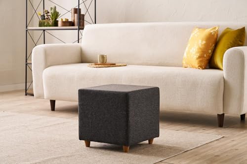 Atelier Del Sofa Stylish Fume Pouffe, 40 x 40 x 40 cm | Wooden Frame, 50% Cotton/50% Polyester, 32 DNS Foam | Easy Clean Fabric, Perfect for Modern Living Spaces von Atelier Del Sofa