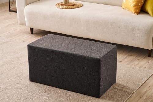 Atelier Del Sofa Stylish Fume Pouffe, 80 x 40 x 40 cm | Wooden Frame, 50% Cotton/50% Polyester, 32 DNS Foam | Easy Clean Fabric, Perfect for Modern Living Spaces von Atelier Del Sofa