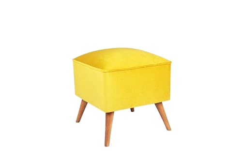 Atelier Del Sofa Stylish Mustard Pouffe, Solid Fir Wood Frame, 100% Polyester, 32 DNS Foam, 41x44x41 cm | Easy Clean Fabric & Wood Legs | Perfect for Modern Decor Atelier Del Sofa Stylish Mustard Pouffe, Solid Fir Wood Frame, 100% Polyester, 32 DNS Foam, 41x44x41 cm | Easy Clean Fabric & Wood Legs | Perfect for Modern Decor von Atelier Del Sofa