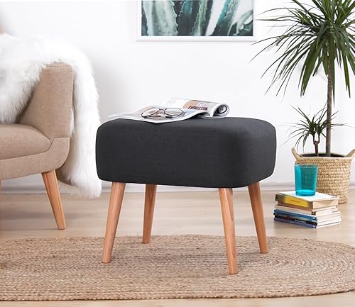 Atelier Del Sofa Stylish Pouffe, Dark Grey, 50 x 43 x 42 cm | 50% Cotton & 50% Linen, 5 cm Orthopedic Sponge, Wooden Legs | Perfect for Bohemian & Scandinavian Decor Atelier Del Sofa Stylish Pouffe, Dark Grey, 50 x 43 x 42 cm | 50% Cotton & 50% Linen, 5 cm Orthopedic Sponge, Wooden Legs | Perfect for Bohemian & Scandinavian Decor von Atelier Del Sofa