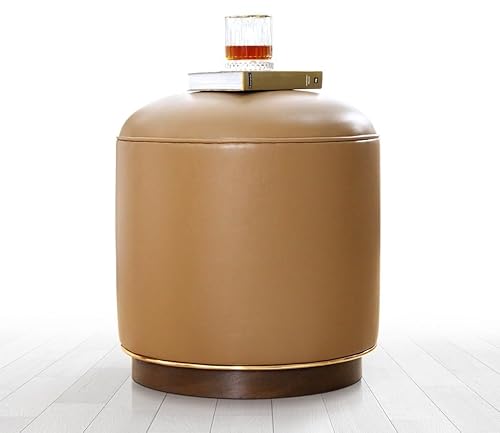 Atelier Del Sofa Stylish Pouffe in Coffee Color, 43 cm Height | 100% Faux Leather, Laminated Back, Wooden Legs, 35 DNS Orthopedic Sponge | Bohemian & Scandinavian Design von Atelier Del Sofa
