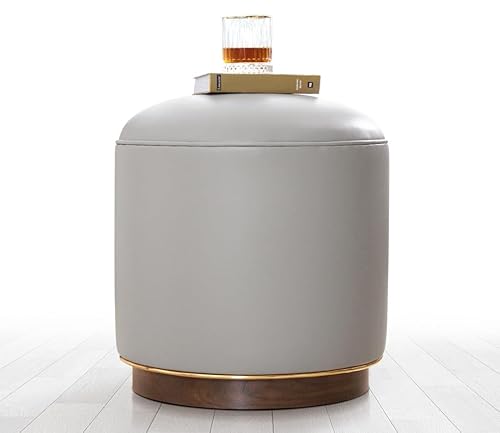 Atelier Del Sofa Stylish Pouffe in Grey, 43 cm Height | 100% Faux Leather, Laminated & Felted Back, Wooden Legs, 35 DNS Orthopedic Sponge | Perfect for Bohemian & Scandinavian Decor von Atelier Del Sofa