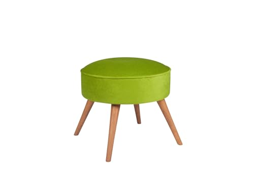 Atelier Del Sofa Stylish Pouffe in Peanut Green, Solid Fir Wood Frame, 100% Polyester Fabric, 32 DNS Foam, 45x41x45 cm | Easy Clean, Modern Design for Home & Office von Atelier Del Sofa