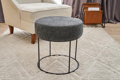 Atelier Del Sofa Stylish Pouffe with 100% Metal Frame, Anthracite & Black, 40 x 42 x 40 cm | Soft 32 DNS Foam for Comfort | Perfect for Modern Living Spaces von Atelier Del Sofa