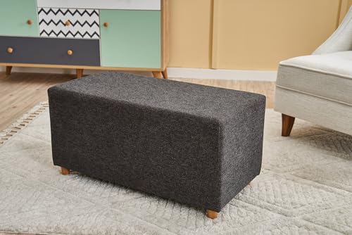 Atelier Del Sofa Stylish Pouffe with 100% Wooden Frame, Anthracite & Copper, 80 x 40 x 40 cm | Soft 32 DNS Foam Seating | Perfect for Modern Living Rooms & Bedrooms von Atelier Del Sofa