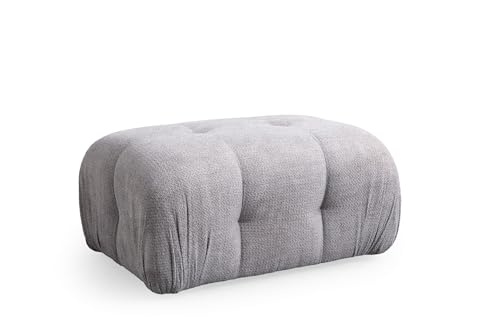 Atelier Del Sofa Stylish Pouffe with Beech Wood Frame, Light Grey Fabric, 95x65x75 cm | Soft Foam & Pillows Included | Modern Design for Living Room & Lounge von Atelier Del Sofa