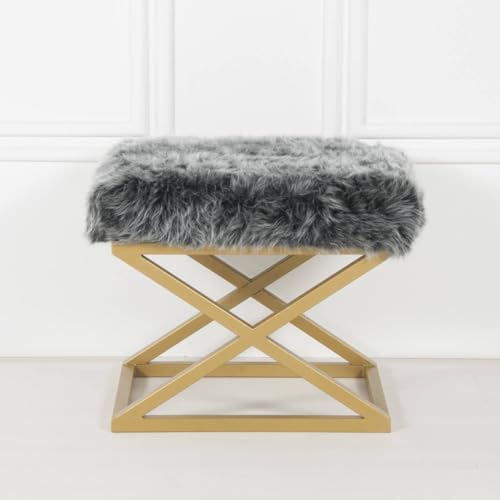 Atelier Del Sofa Stylish Pouffe with Metal Frame, 50 cm Width, 42 cm Height, 40 cm Depth | 100% Polyester Babyface, Elegant Gold & Grey Design | Perfect for Modern Living Spaces Atelier Del Sofa Stylish Pouffe with Metal Frame, 50 cm Width, 42 cm Height, 40 cm Depth | 100% Polyester Babyface, Elegant Gold & Grey Design | Perfect for Modern Living Spaces von Atelier Del Sofa