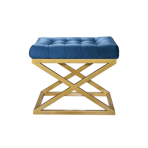 Atelier Del Sofa Stylish Pouffe with Metal Frame, 50 cm Width, 42 cm Height, 40 cm Depth | 100% Polyester Babyface, Grey with Gold & Blue Accents | Perfect for Modern Decor Atelier Del Sofa Stylish Pouffe with Metal Frame, 50 cm Width, 42 cm Height, 40 cm Depth | 100% Polyester Babyface, Grey with Gold & Blue Accents | Perfect for Modern Decor von Atelier Del Sofa