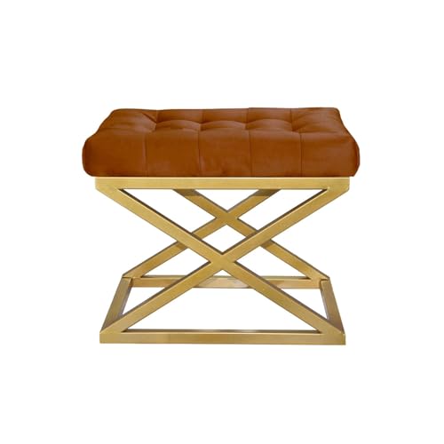 Atelier Del Sofa Stylish Pouffe with Metal Frame, 50 cm Width, 42 cm Height, 40 cm Depth | 100% Polyester Babyface, Grey with Gold & Terracotta Accents | Perfect for Modern Decor Atelier Del Sofa Stylish Pouffe with Metal Frame, 50 cm Width, 42 cm Height, 40 cm Depth | 100% Polyester Babyface, Grey with Gold & Terracotta Accents | Perfect for Modern Decor von Atelier Del Sofa