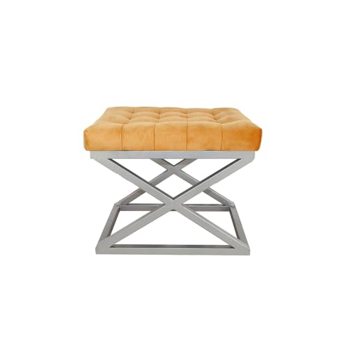 Atelier Del Sofa Stylish Pouffe with Metal Frame, 50 cm Width, 42 cm Height, 40 cm Depth | 100% Polyester Babyface, Grey with Silver & Orange Accents | Perfect for Modern Decor Atelier Del Sofa Stylish Pouffe with Metal Frame, 50 cm Width, 42 cm Height, 40 cm Depth | 100% Polyester Babyface, Grey with Silver & Orange Accents | Perfect for Modern Decor von Atelier Del Sofa