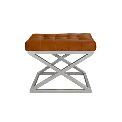 Atelier Del Sofa Stylish Pouffe with Metal Frame, 50 cm Width, 42 cm Height, 40 cm Depth | 100% Polyester Babyface, Grey with Silver & Terracotta Accents | Perfect for Modern Living Spaces Atelier Del Sofa Stylish Pouffe with Metal Frame, 50 cm Width, 42 cm Height, 40 cm Depth | 100% Polyester Babyface, Grey with Silver & Terracotta Accents | Perfect for Modern Living Spaces von Atelier Del Sofa