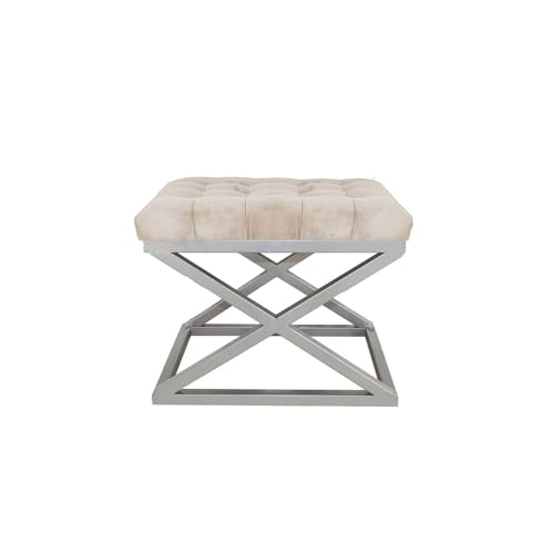 Atelier Del Sofa Stylish Pouffe with Metal Frame, 50 cm Width, 42 cm Height, 40 cm Depth | 100% Polyester Babyface, Silver & Cream | Perfect for Modern Living Spaces Atelier Del Sofa Stylish Pouffe with Metal Frame, 50 cm Width, 42 cm Height, 40 cm Depth | 100% Polyester Babyface, Silver & Cream | Perfect for Modern Living Spaces von Atelier Del Sofa