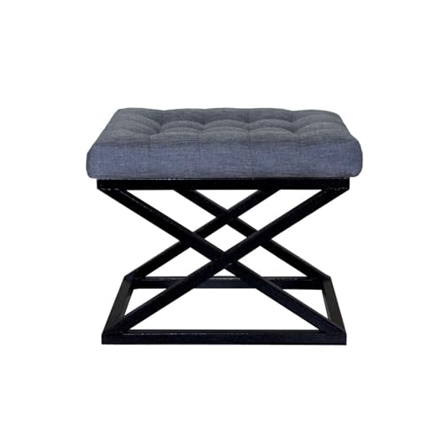 Atelier Del Sofa Stylish Pouffe with Metal Frame, 50 cm Width, 42 cm Height, 40 cm Depth | 100% Polyester Babyface Fabric in Black & Blue | Perfect for Modern Living Spaces Atelier Del Sofa Stylish Pouffe with Metal Frame, 50 cm Width, 42 cm Height, 40 cm Depth | 100% Polyester Babyface Fabric in Black & Blue | Perfect for Modern Living Spaces von Atelier Del Sofa