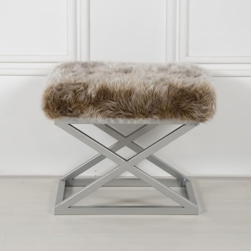 Atelier Del Sofa Stylish Pouffe with Metal Frame, 50 cm Width, 42 cm Height, 40 cm Depth | 100% Polyester Babyface Fabric in Silver & Brown | Perfect for Modern Living Spaces Atelier Del Sofa Stylish Pouffe with Metal Frame, 50 cm Width, 42 cm Height, 40 cm Depth | 100% Polyester Babyface Fabric in Silver & Brown | Perfect for Modern Living Spaces von Atelier Del Sofa