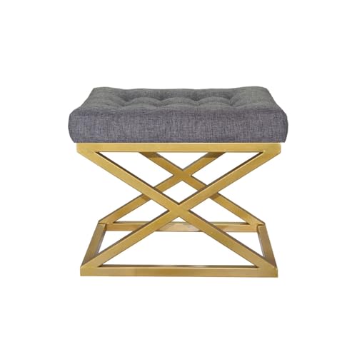 Atelier Del Sofa Stylish Pouffe with Metal Frame, 50 cm Width, 42 cm Height, 40 cm Depth | Luxurious Grey Polyester Velvet & Gold Accents | Perfect for Modern Living Spaces Atelier Del Sofa Stylish Pouffe with Metal Frame, 50 cm Width, 42 cm Height, 40 cm Depth | Luxurious Grey Polyester Velvet & Gold Accents | Perfect for Modern Living Spaces von Atelier Del Sofa