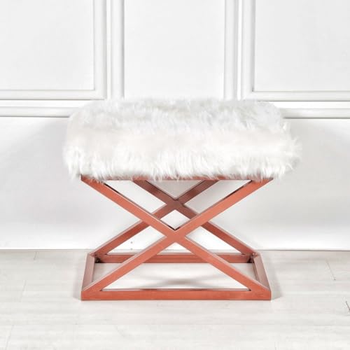 Atelier Del Sofa Stylish Pouffe with Metal Frame, 50 cm x 42 cm x 40 cm | 100% Polyester Babyface Fabric, Copper & White | Perfect for Modern Living Spaces Atelier Del Sofa Stylish Pouffe with Metal Frame, 50 cm x 42 cm x 40 cm | 100% Polyester Babyface Fabric, Copper & White | Perfect for Modern Living Spaces von Atelier Del Sofa