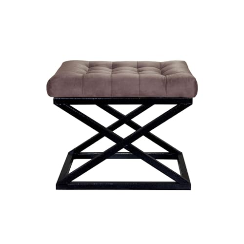 Atelier Del Sofa Stylish Pouffe with Metal Frame, 50 cm x 42 cm x 40 cm | 100% Polyester Babyface Fabric, Grey with Black & Brown Accents | Perfect for Modern Living Spaces Atelier Del Sofa Stylish Pouffe with Metal Frame, 50 cm x 42 cm x 40 cm | 100% Polyester Babyface Fabric, Grey with Black & Brown Accents | Perfect for Modern Living Spaces von Atelier Del Sofa