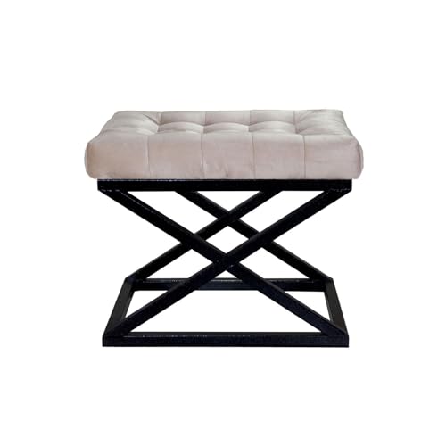 Atelier Del Sofa Stylish Pouffe with Metal Frame, 50 cm x 42 cm x 40 cm | 100% Polyester Babyface Fabric in Black & Cream | Perfect for Modern Living Spaces Atelier Del Sofa Stylish Pouffe with Metal Frame, 50 cm x 42 cm x 40 cm | 100% Polyester Babyface Fabric in Black & Cream | Perfect for Modern Living Spaces von Atelier Del Sofa