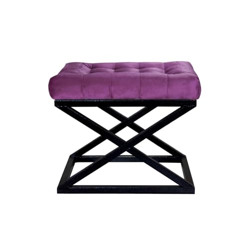 Atelier Del Sofa Stylish Pouffe with Metal Frame, 50 cm x 42 cm x 40 cm | 100% Polyester Babyface Fabric in Black & Purple | Perfect for Modern Living Spaces Atelier Del Sofa Stylish Pouffe with Metal Frame, 50 cm x 42 cm x 40 cm | 100% Polyester Babyface Fabric in Black & Purple | Perfect for Modern Living Spaces von Atelier Del Sofa
