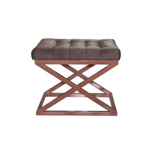 Atelier Del Sofa Stylish Pouffe with Metal Frame, 50 cm x 42 cm x 40 cm | 100% Polyester Babyface Fabric in Copper & Brown | Perfect for Modern Living Spaces von Atelier Del Sofa