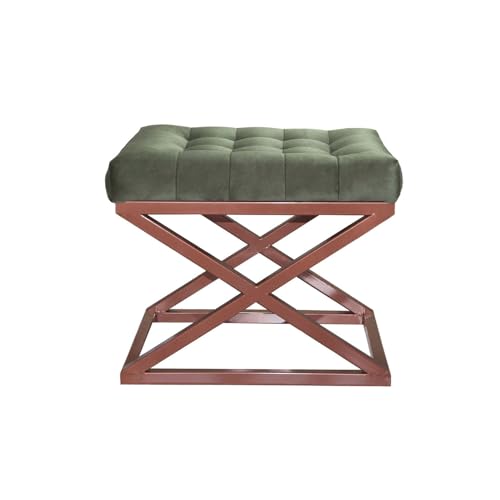 Atelier Del Sofa Stylish Pouffe with Metal Frame, 50 cm x 42 cm x 40 cm | 100% Polyester Babyface Fabric in Copper & Green | Perfect for Modern Living Spaces von Atelier Del Sofa