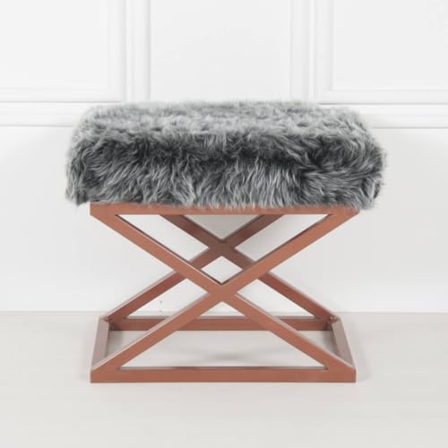 Atelier Del Sofa Stylish Pouffe with Metal Frame, 50 cm x 42 cm x 40 cm | 100% Polyester Babyface Fabric in Copper & Grey | Perfect for Modern Living Spaces Atelier Del Sofa Stylish Pouffe with Metal Frame, 50 cm x 42 cm x 40 cm | 100% Polyester Babyface Fabric in Copper & Grey | Perfect for Modern Living Spaces von Atelier Del Sofa
