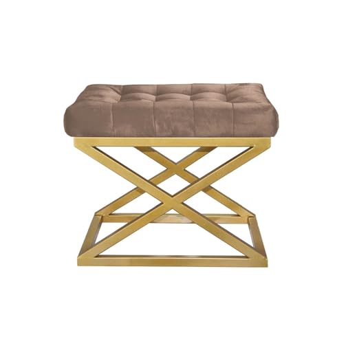 Atelier Del Sofa Stylish Pouffe with Metal Frame, 50 cm x 42 cm x 40 cm | 100% Polyester Babyface Fabric in Gold & Brown | Perfect for Modern Living Rooms & Bedrooms Atelier Del Sofa Stylish Pouffe with Metal Frame, 50 cm x 42 cm x 40 cm | 100% Polyester Babyface Fabric in Gold & Brown | Perfect for Modern Living Rooms & Bedrooms von Atelier Del Sofa
