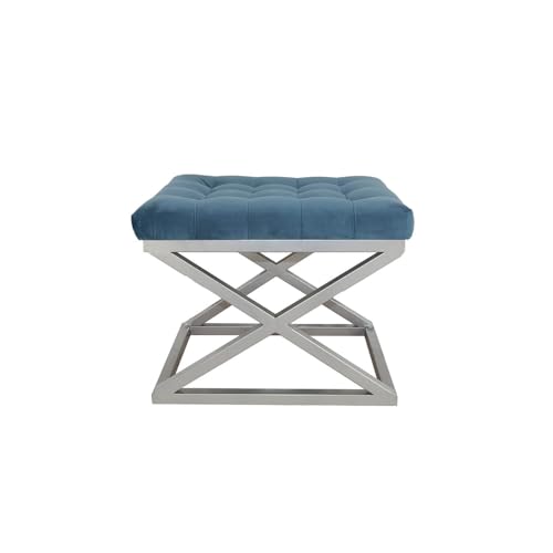 Atelier Del Sofa Stylish Pouffe with Metal Frame, 50 cm x 42 cm x 40 cm | 100% Polyester Babyface Fabric in Silver & Blue | Perfect for Modern Living Spaces Atelier Del Sofa Stylish Pouffe with Metal Frame, 50 cm x 42 cm x 40 cm | 100% Polyester Babyface Fabric in Silver & Blue | Perfect for Modern Living Spaces von Atelier Del Sofa
