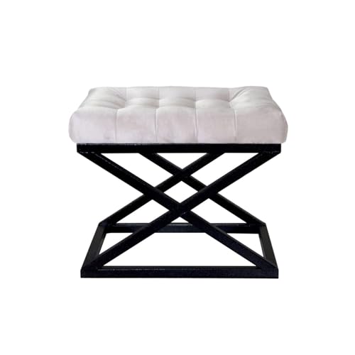 Atelier Del Sofa Stylish Pouffe with Metal Frame, 50 x 42 x 40 cm | 100% Polyester Babyface Fabric, Grey with Black & White Accents | Perfect for Modern Living Spaces Atelier Del Sofa Stylish Pouffe with Metal Frame, 50 x 42 x 40 cm | 100% Polyester Babyface Fabric, Grey with Black & White Accents | Perfect for Modern Living Spaces von Atelier Del Sofa