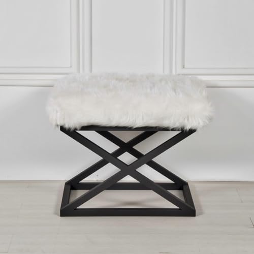 Atelier Del Sofa Stylish Pouffe with Metal Frame, 50 x 42 x 40 cm | 100% Polyester Babyface Fabric, Grey with Black & White Accents | Perfect for Modern Living Spaces Atelier Del Sofa Stylish Pouffe with Metal Frame, 50 x 42 x 40 cm | 100% Polyester Babyface Fabric, Grey with Black & White Accents | Perfect for Modern Living Spaces von Atelier Del Sofa
