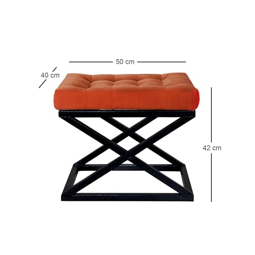 Atelier Del Sofa Stylish Pouffe with Metal Frame, 50 x 42 x 40 cm | 100% Polyester Babyface Fabric in Black & Orange | Perfect for Modern Living Rooms & Bedrooms Atelier Del Sofa Stylish Pouffe with Metal Frame, 50 x 42 x 40 cm | 100% Polyester Babyface Fabric in Black & Orange | Perfect for Modern Living Rooms & Bedrooms von Atelier Del Sofa