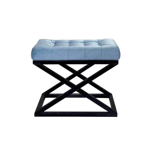 Atelier Del Sofa Stylish Pouffe with Metal Frame, 50 x 42 x 40 cm | 100% Polyester Babyface Fabric in Black & Turquoise | Perfect for Modern Living Rooms & Bedrooms von Atelier Del Sofa