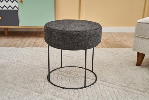 Atelier Del Sofa Stylish Pouffe with Metal Frame, Anthracite & Copper, 40 x 42 x 40 cm | 100% Polyester & Cotton, 32 DNS Foam for Comfort | Perfect for Modern Living Spaces von Atelier Del Sofa