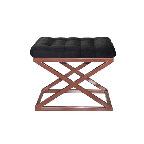 Atelier Del Sofa Stylish Pouffe with Metal Frame, Copper & Black, 50 x 42 x 40 cm | 100% Polyester Babyface Fabric | Perfect for Modern Living Rooms & Bedrooms von Atelier Del Sofa