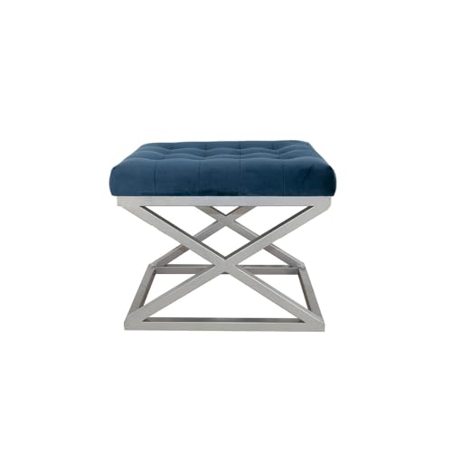 Atelier Del Sofa Stylish Pouffe with Metal Frame, Navy Blue & Silver, 50 x 42 x 40 cm | 100% Polyester Babyface Fabric | Perfect for Modern Living Rooms & Bedrooms Atelier Del Sofa Stylish Pouffe with Metal Frame, Navy Blue & Silver, 50 x 42 x 40 cm | 100% Polyester Babyface Fabric | Perfect for Modern Living Rooms & Bedrooms von Atelier Del Sofa