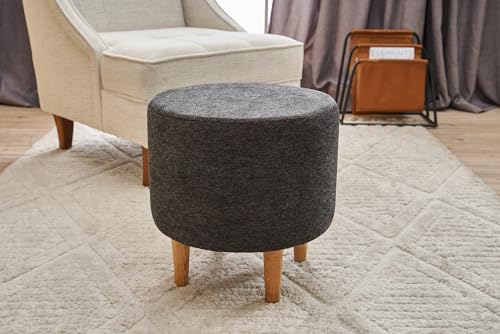 Atelier Del Sofa Stylish Pouffe with Wooden Frame, Anthracite & Copper, 40 x 42 x 40 cm | 100% Polyester & Cotton, 32 DNS Foam for Comfort | Perfect for Modern Living Spaces von Atelier Del Sofa